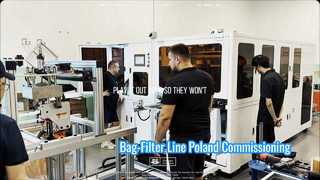Línea de producción de ensamblaje automático para filtros de bolsas de aire: puesta en servicio in situ en la fábrica del cliente polaco F